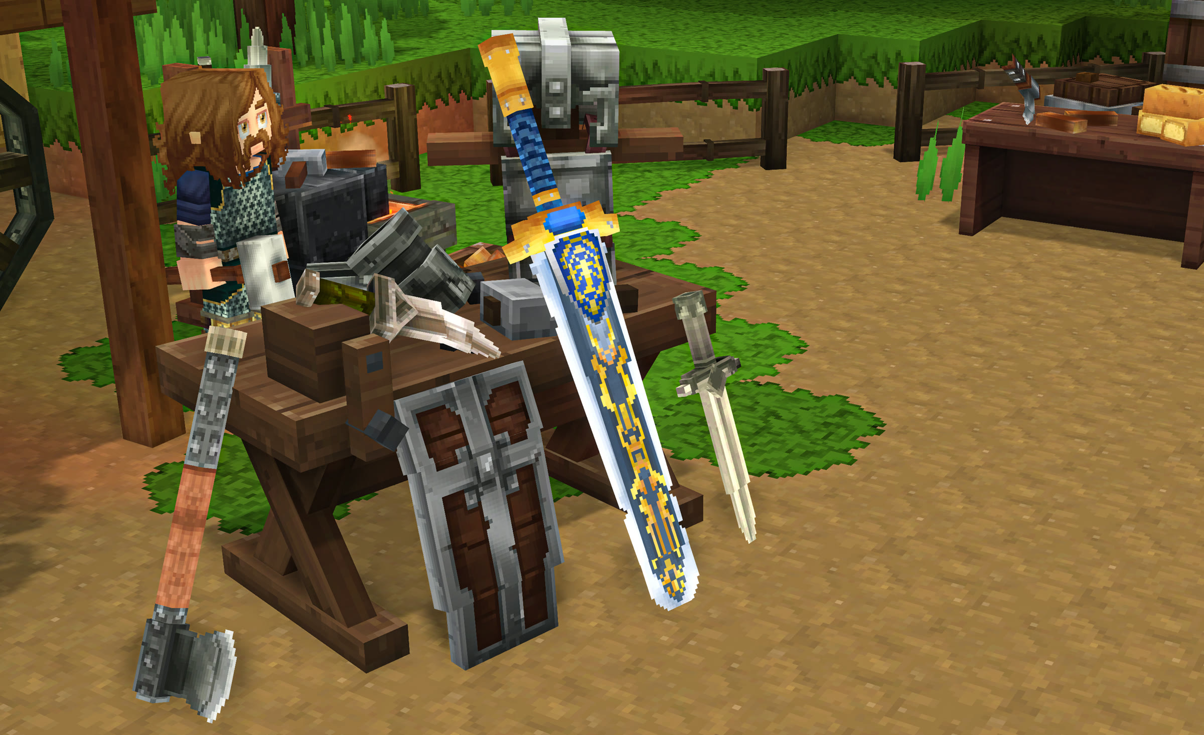 Stormwind guards carrying ornate Alliance grandblades at the city gate