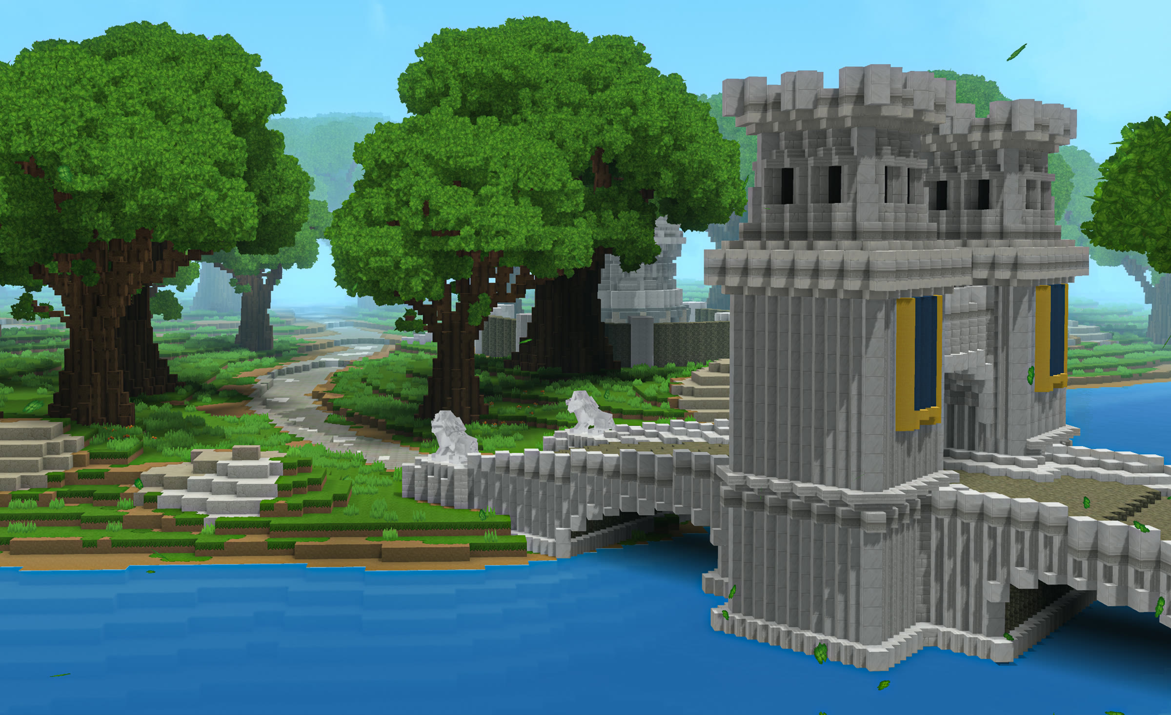 A fortified stone bridge crossing the river outside Stormwind